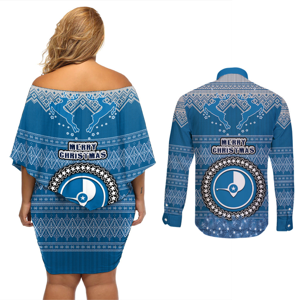 yap-christmas-couples-matching-off-shoulder-short-dress-and-long-sleeve-button-shirts-coat-of-arms-beautiful-merry-xmas-snowflake