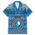 Yap Christmas Family Matching Mermaid Dress and Hawaiian Shirt Coat of Arms Beautiful Merry Xmas Snowflake LT03 Dad's Shirt - Short Sleeve Blue - Polynesian Pride