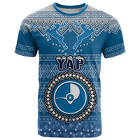 Yap Christmas T Shirt Coat of Arms Beautiful Merry Xmas Snowflake LT03 Blue - Polynesian Pride