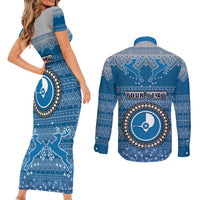 personalised-yap-christmas-couples-matching-short-sleeve-bodycon-dress-and-long-sleeve-button-shirts-coat-of-arms-beautiful-merry-xmas-snowflake