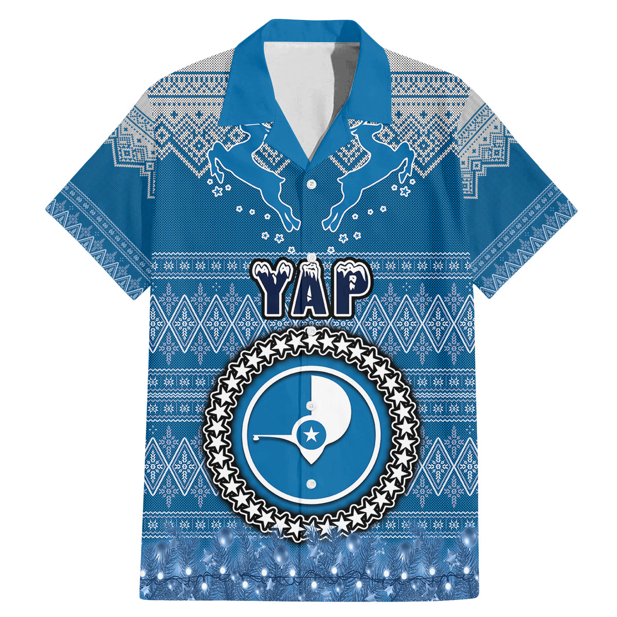 personalised-yap-christmas-family-matching-mermaid-dress-and-hawaiian-shirt-coat-of-arms-beautiful-merry-xmas-snowflake