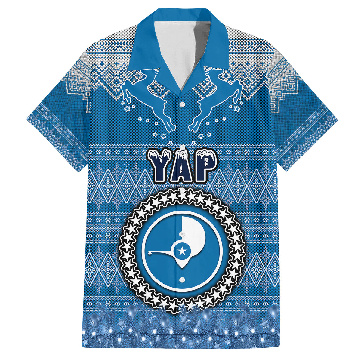 personalised-yap-christmas-family-matching-off-shoulder-short-dress-and-hawaiian-shirt-coat-of-arms-beautiful-merry-xmas-snowflake