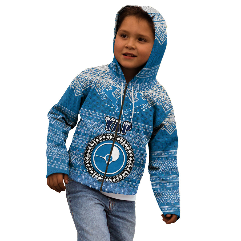 Personalised Yap Christmas Kid Hoodie Coat of Arms Beautiful Merry Xmas Snowflake LT03 - Polynesian Pride