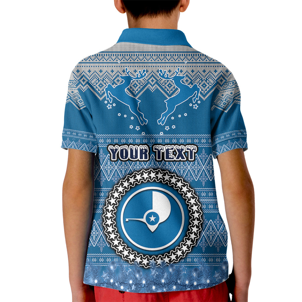 Personalised Yap Christmas Kid Polo Shirt Coat of Arms Beautiful Merry Xmas Snowflake LT03 - Polynesian Pride