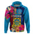 Tuvalu Independence Day Hoodie 1st October 45th Anniversary Polynesian with Jungle Flower LT03 Pullover Hoodie Blue - Polynesian Pride