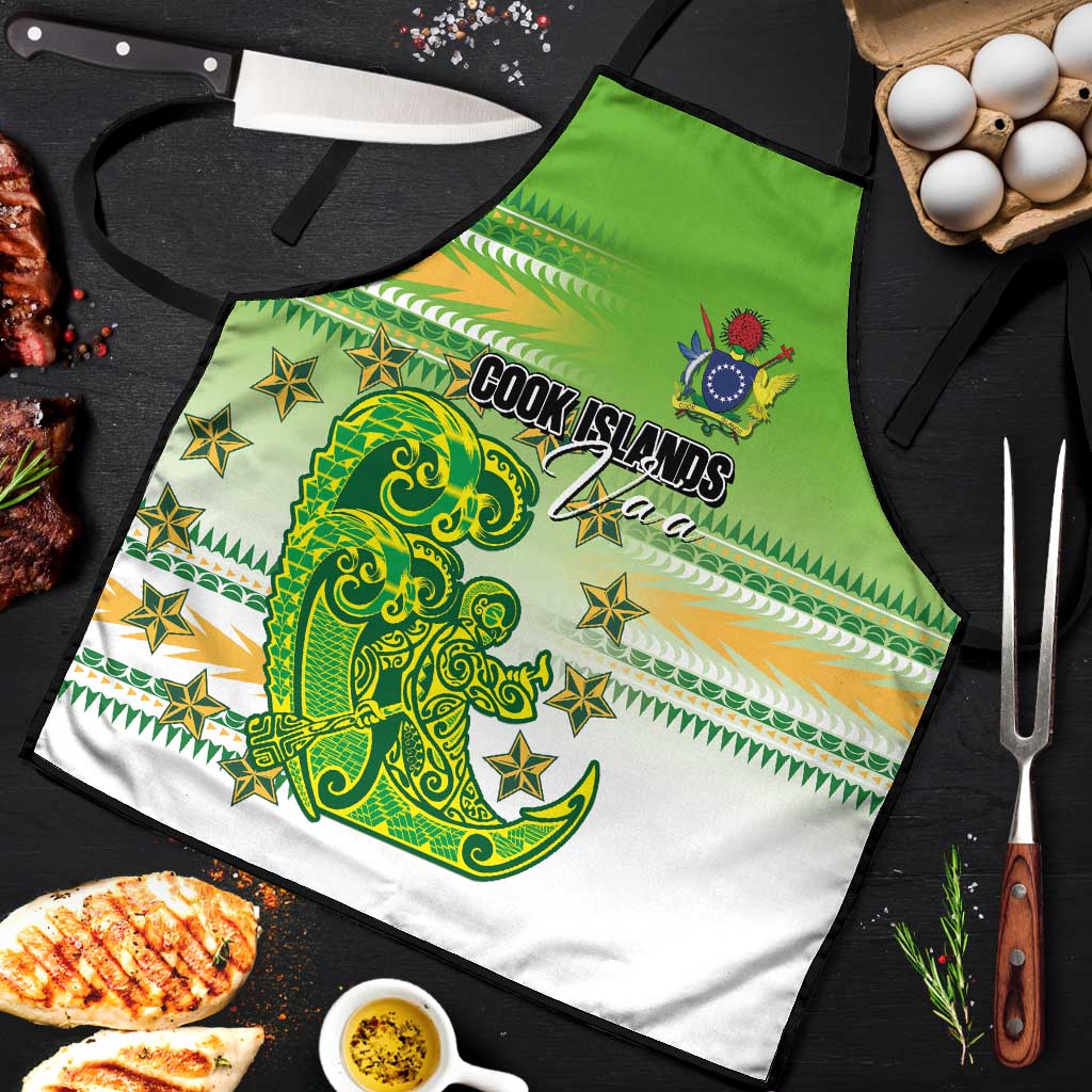 Cook Islands Va'a Race Apron Te Tatau Tattoos Sporty Style Green-White Color - Polynesian Pride