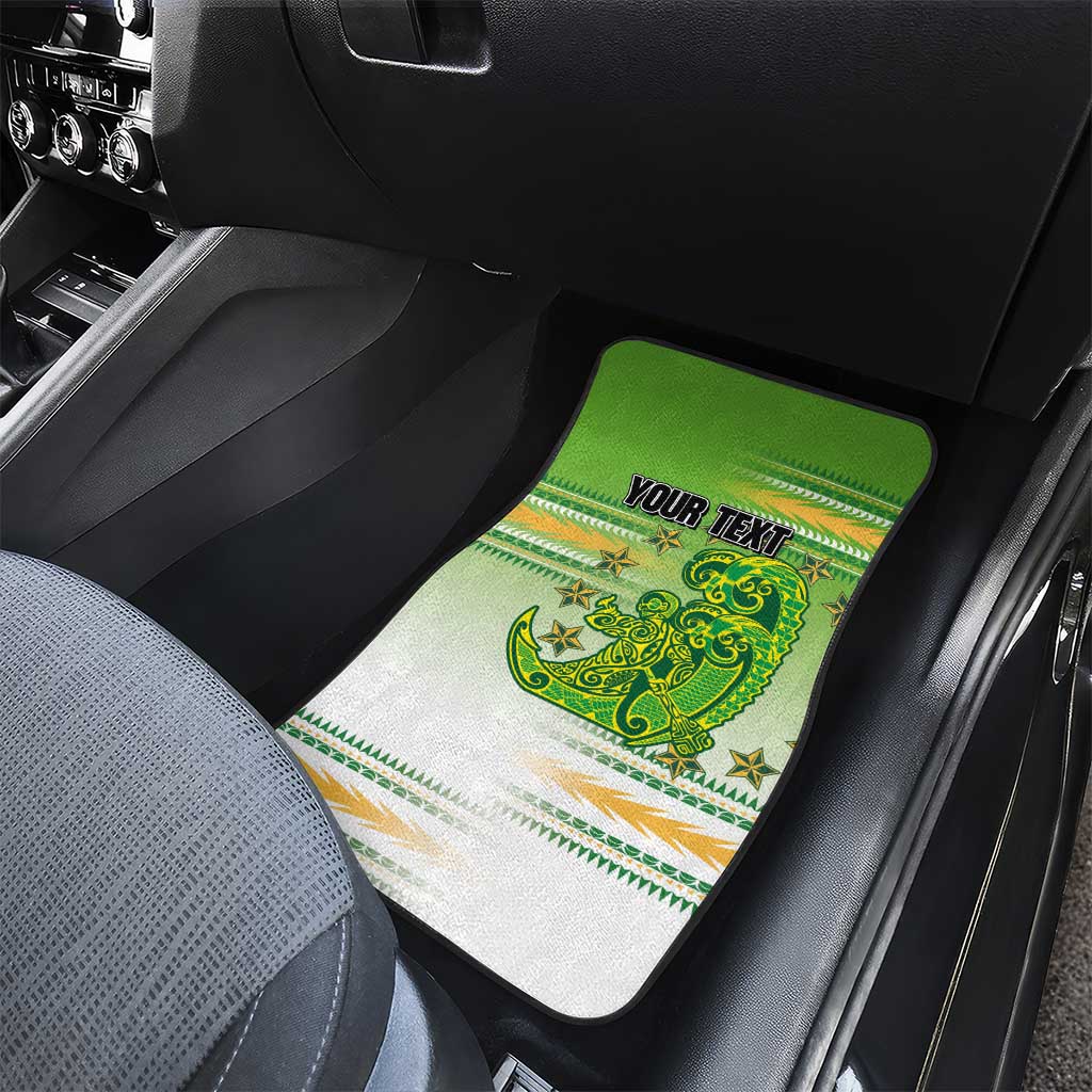 Personalised Cook Islands Va'a Race Car Mats Te Tatau Tattoos Sporty Style Green-White Color - Polynesian Pride