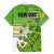 Personalised Cook Islands Va'a Race Family Matching Puletasi and Hawaiian Shirt Te Tatau Tattoos Sporty Style Green-White Color - Polynesian Pride