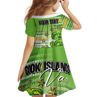 Personalised Cook Islands Va'a Race Family Matching Summer Maxi Dress and Hawaiian Shirt Te Tatau Tattoos Sporty Style Green-White Color - Polynesian Pride
