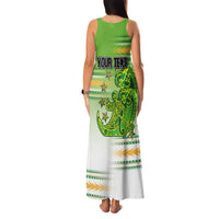 Personalised Cook Islands Va'a Race Family Matching Tank Maxi Dress and Hawaiian Shirt Te Tatau Tattoos Sporty Style Green-White Color - Polynesian Pride