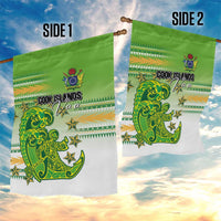 Cook Islands Va'a Race Garden Flag Te Tatau Tattoos Sporty Style Green-White Color - Polynesian Pride