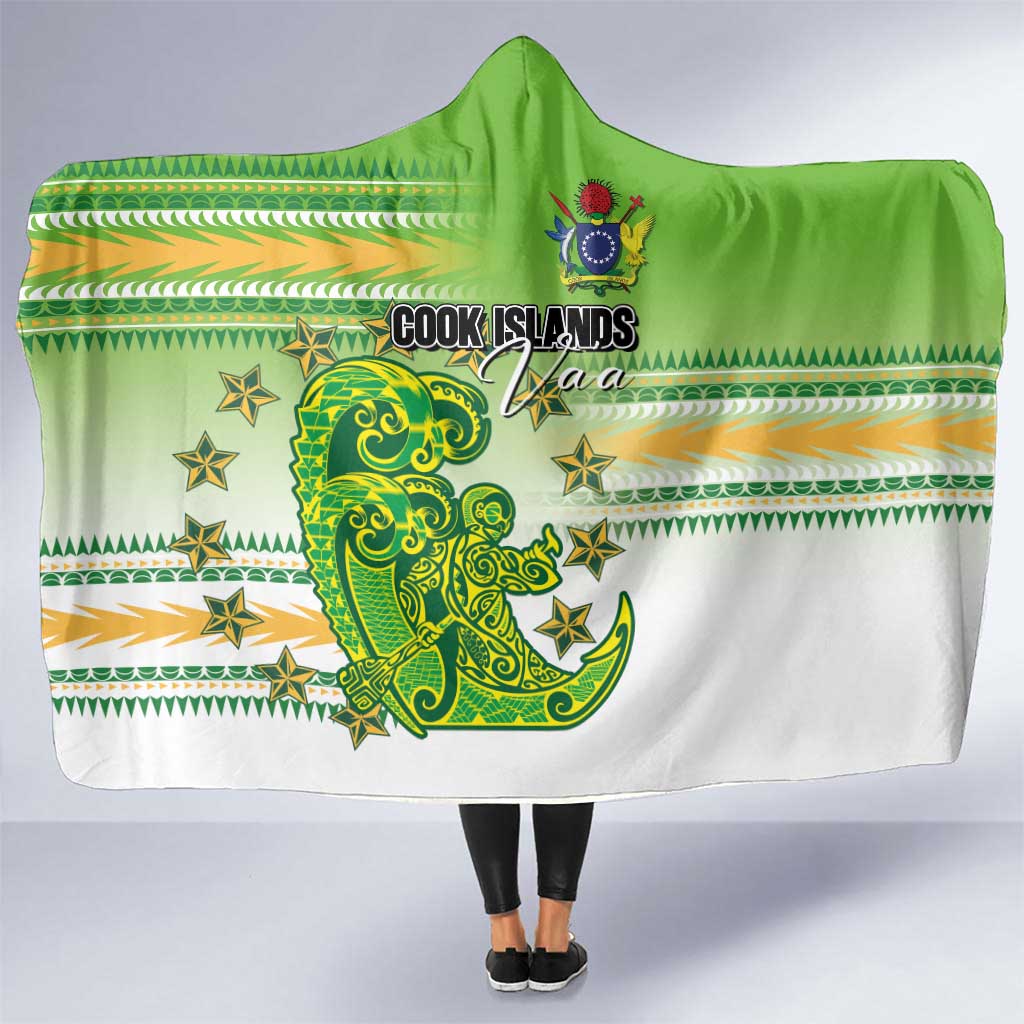 Cook Islands Va'a Race Hooded Blanket Te Tatau Tattoos Sporty Style Green-White Color - Polynesian Pride