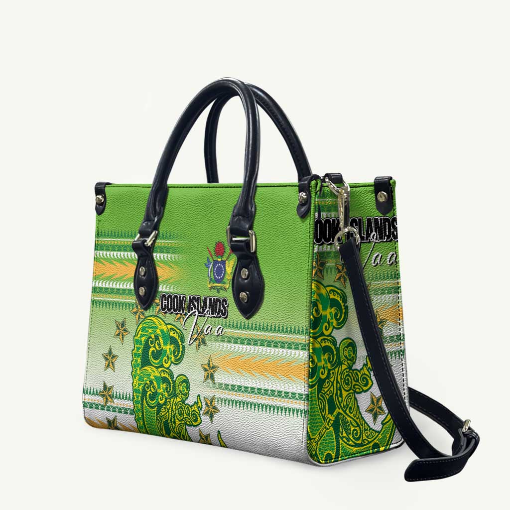 Cook Islands Va'a Race Leather Bag Te Tatau Tattoos Sporty Style Green-White Color - Polynesian Pride