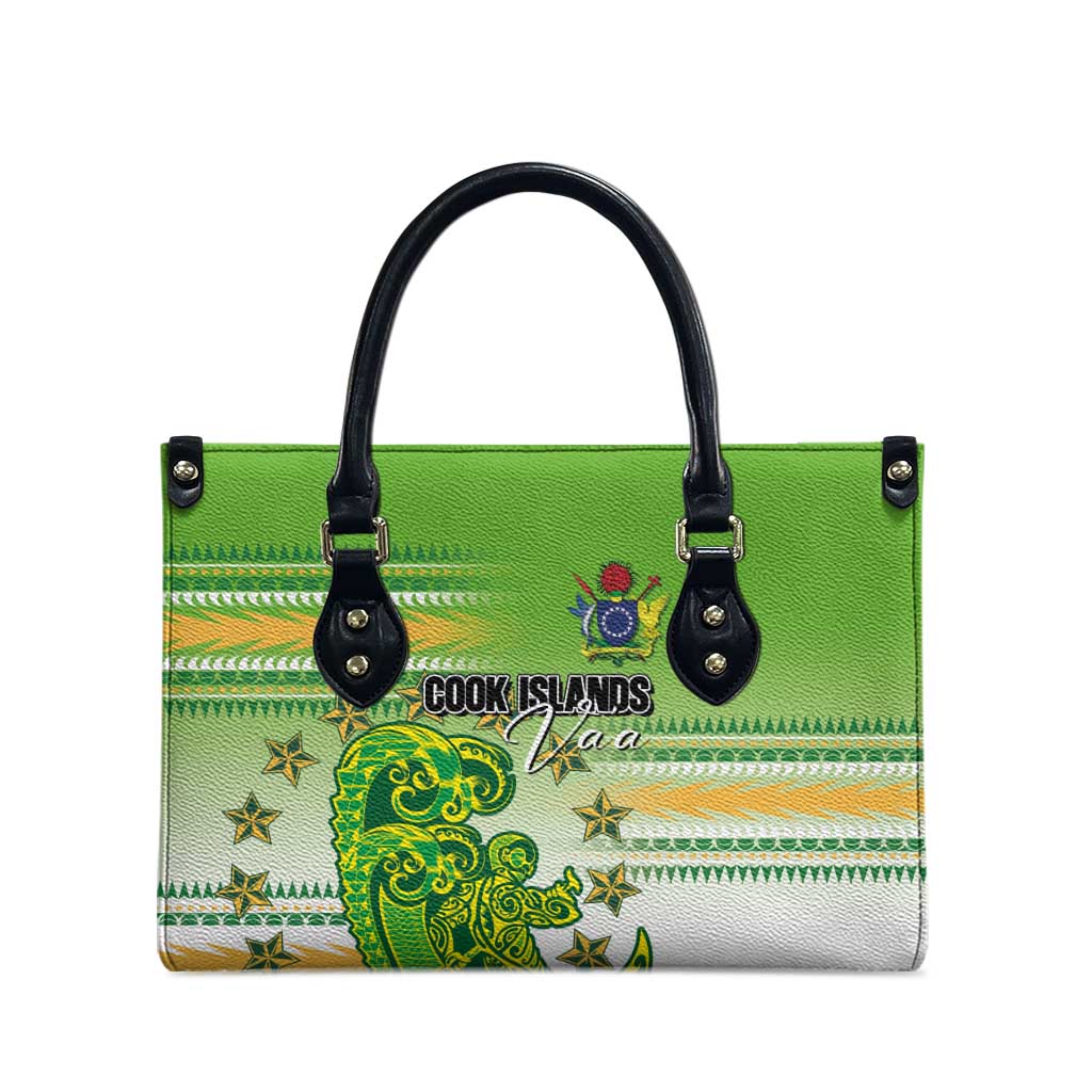 Cook Islands Va'a Race Leather Bag Te Tatau Tattoos Sporty Style Green-White Color - Polynesian Pride