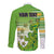 Personalised Cook Islands Va'a Race Long Sleeve Button Shirt Te Tatau Tattoos Sporty Style Green-White Color - Polynesian Pride
