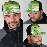 Cook Islands Va'a Race Mesh Trucker Cap Te Tatau Tattoos Sporty Style Green-White Color - Polynesian Pride