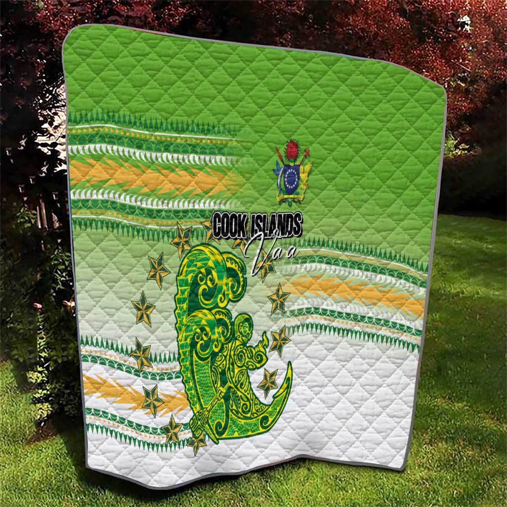 Cook Islands Va'a Race Quilt Te Tatau Tattoos Sporty Style Green-White Color - Polynesian Pride