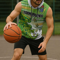 Personalised Cook Islands Va'a Race Sleeveless Hoodie Te Tatau Tattoos Sporty Style Green-White Color - Polynesian Pride