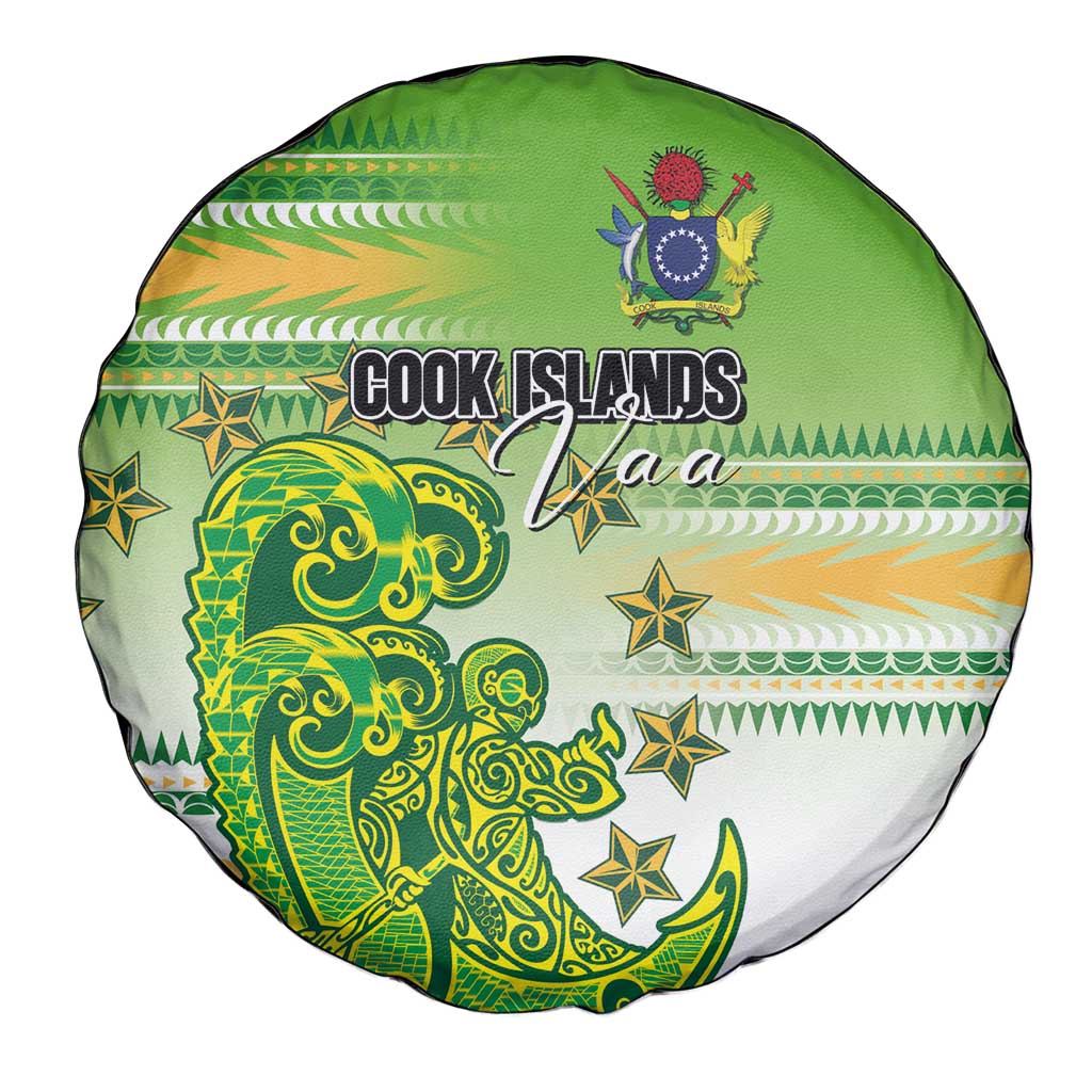 Cook Islands Va'a Race Spare Tire Cover Te Tatau Tattoos Sporty Style Green-White Color - Polynesian Pride