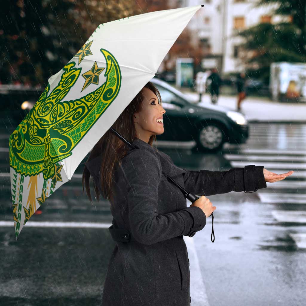 Cook Islands Va'a Race Umbrella Te Tatau Tattoos Sporty Style Green-White Color - Polynesian Pride