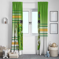 Cook Islands Va'a Race Window Curtain Te Tatau Tattoos Sporty Style Green-White Color - Polynesian Pride