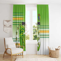 Cook Islands Va'a Race Window Curtain Te Tatau Tattoos Sporty Style Green-White Color - Polynesian Pride