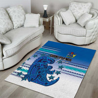 Cook Islands Va'a Race Area Rug Te Tatau Tattoos Sporty Style Light Blue Color - Polynesian Pride