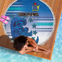Cook Islands Va'a Race Beach Blanket Te Tatau Tattoos Sporty Style Light Blue Color - Polynesian Pride
