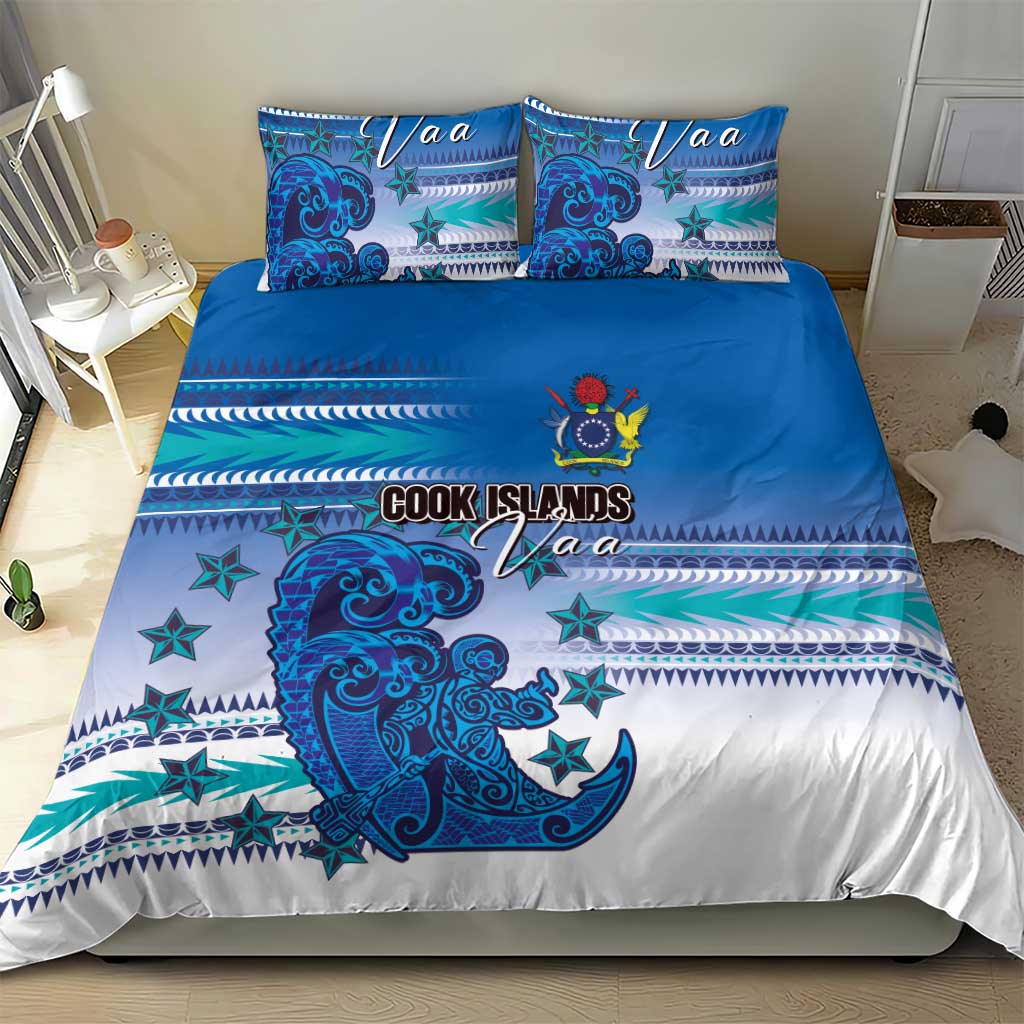 Cook Islands Va'a Race Bedding Set Te Tatau Tattoos Sporty Style Light Blue Color - Polynesian Pride