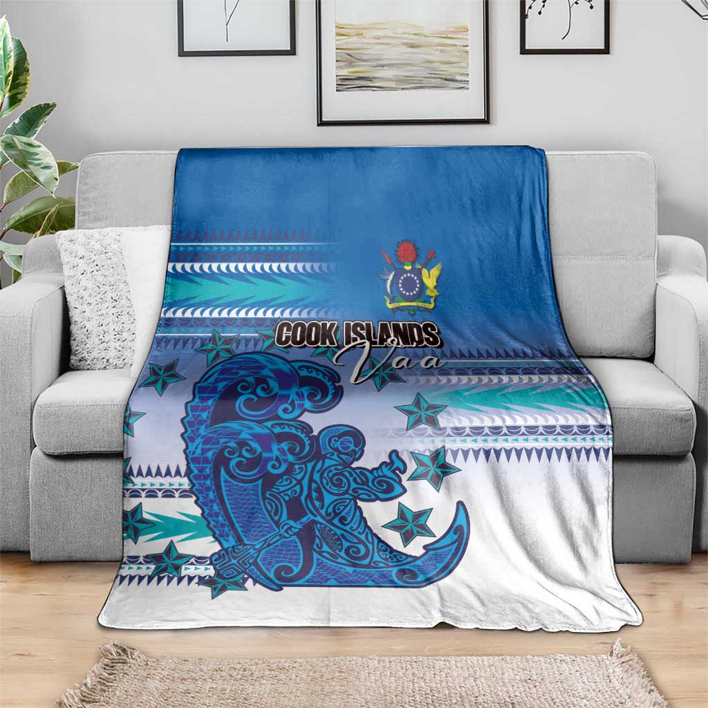 Cook Islands Va'a Race Blanket Te Tatau Tattoos Sporty Style Light Blue Color - Polynesian Pride