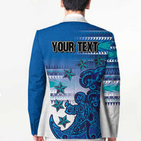 Personalised Cook Islands Va'a Race Blazer Te Tatau Tattoos Sporty Style Light Blue Color - Polynesian Pride