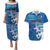 Personalised Cook Islands Va'a Race Couples Matching Puletasi and Hawaiian Shirt Te Tatau Tattoos Sporty Style Light Blue Color - Polynesian Pride