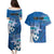 Personalised Cook Islands Va'a Race Couples Matching Puletasi and Hawaiian Shirt Te Tatau Tattoos Sporty Style Light Blue Color - Polynesian Pride