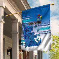 Cook Islands Va'a Race Garden Flag Te Tatau Tattoos Sporty Style Light Blue Color - Polynesian Pride