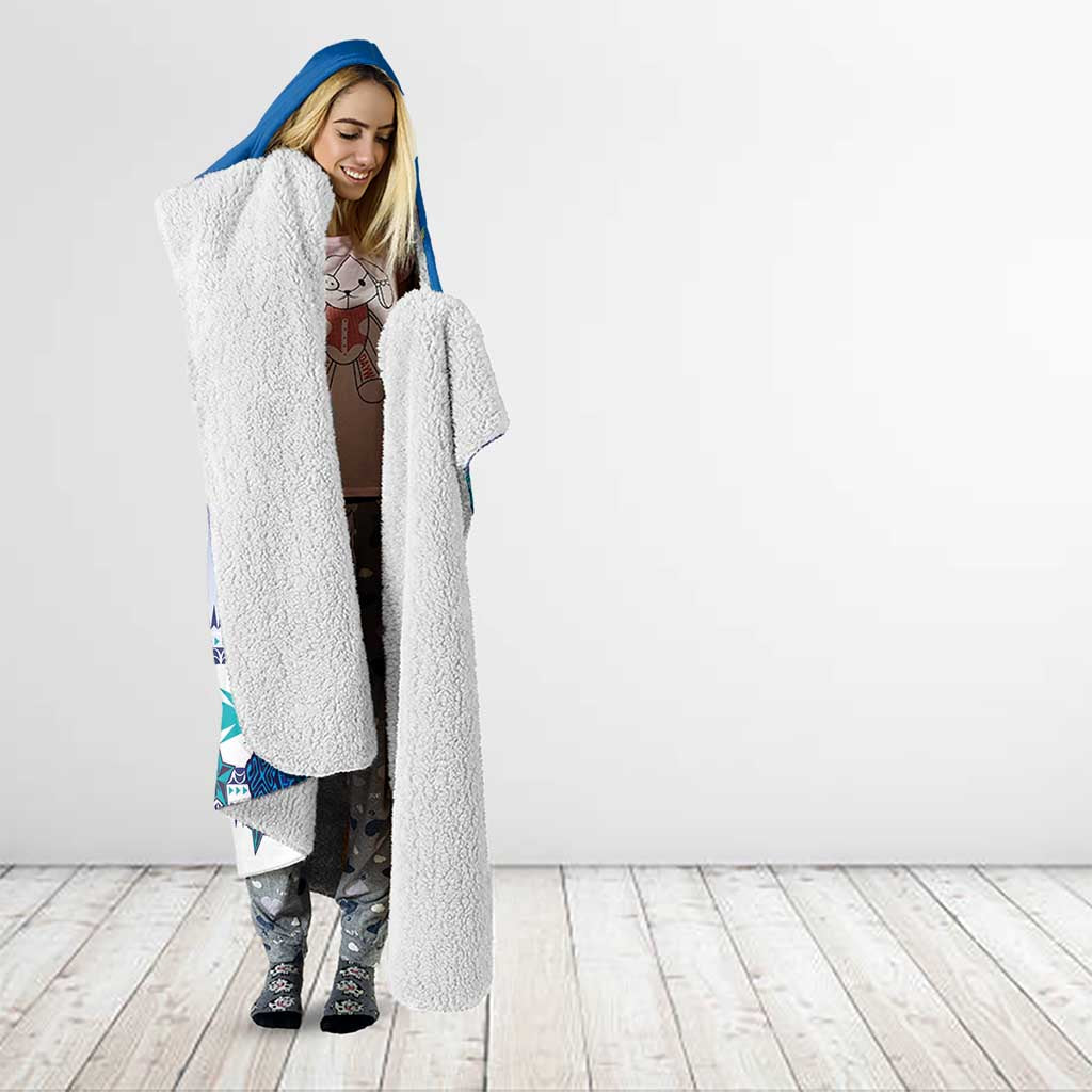 Cook Islands Va'a Race Hooded Blanket Te Tatau Tattoos Sporty Style Light Blue Color - Polynesian Pride