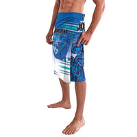 Personalised Cook Islands Va'a Race Lavalava Te Tatau Tattoos Sporty Style Light Blue Color - Polynesian Pride