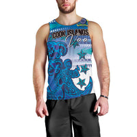 Personalised Cook Islands Va'a Race Men Tank Top Te Tatau Tattoos Sporty Style Light Blue Color - Polynesian Pride
