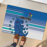 Cook Islands Va'a Race Rubber Doormat Te Tatau Tattoos Sporty Style Light Blue Color - Polynesian Pride