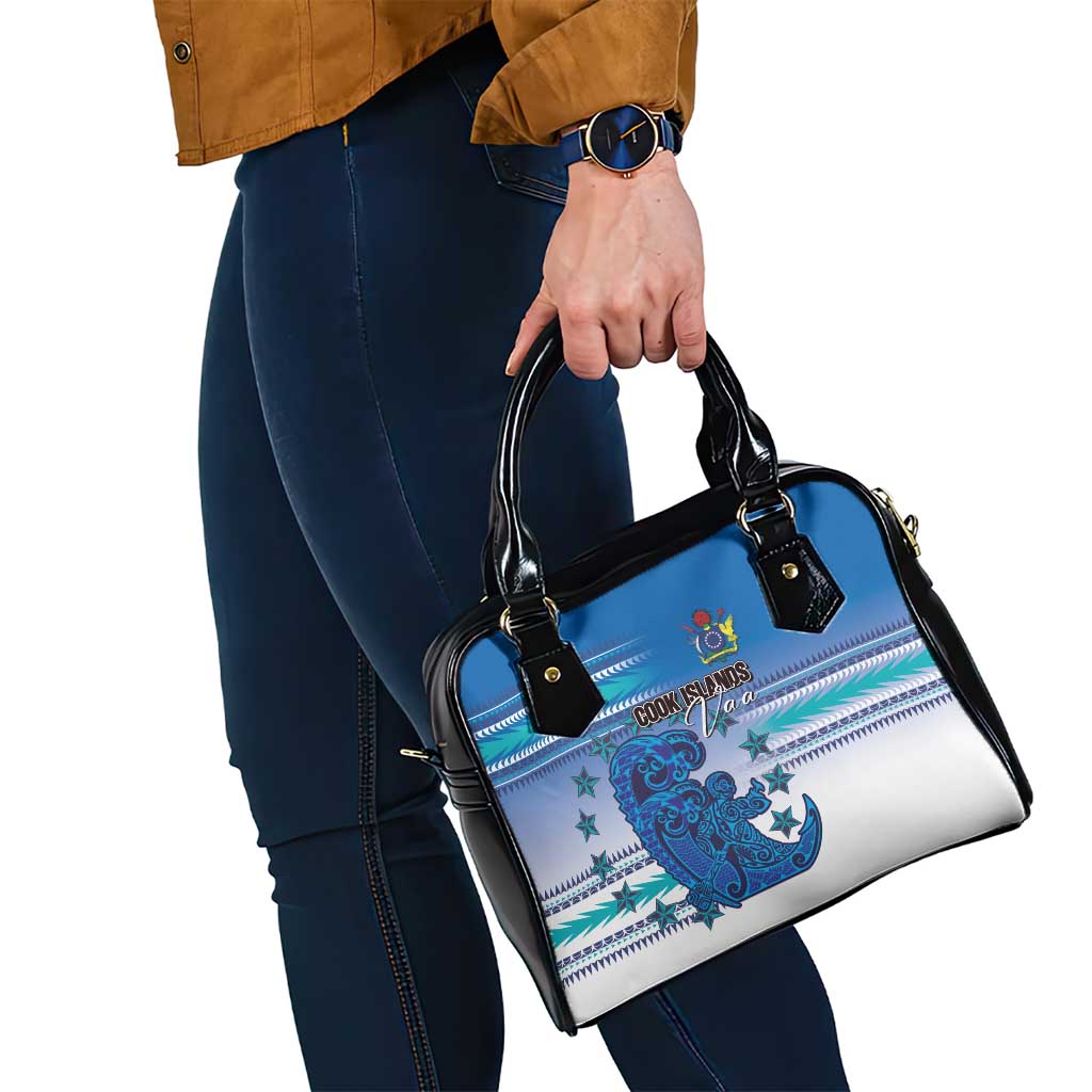 Cook Islands Va'a Race Shoulder Handbag Te Tatau Tattoos Sporty Style Light Blue Color - Polynesian Pride