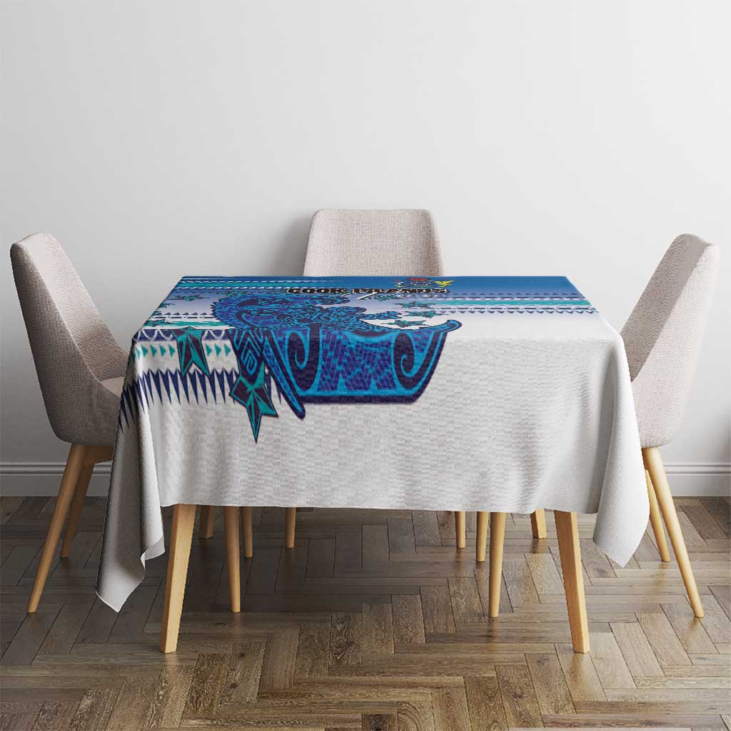 Cook Islands Va'a Race Tablecloth Te Tatau Tattoos Sporty Style Light Blue Color - Polynesian Pride