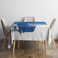 Cook Islands Va'a Race Tablecloth Te Tatau Tattoos Sporty Style Light Blue Color - Polynesian Pride