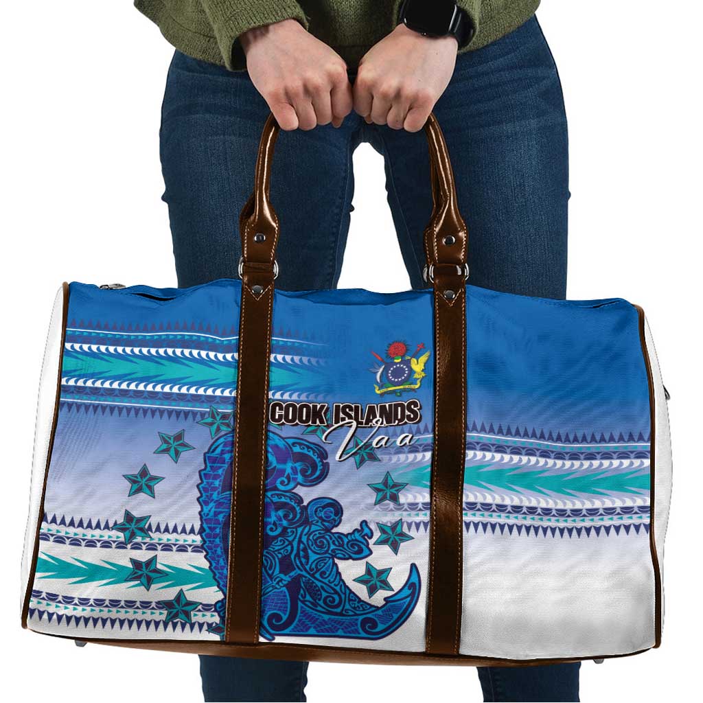 Cook Islands Va'a Race Travel Bag Te Tatau Tattoos Sporty Style Light Blue Color - Polynesian Pride