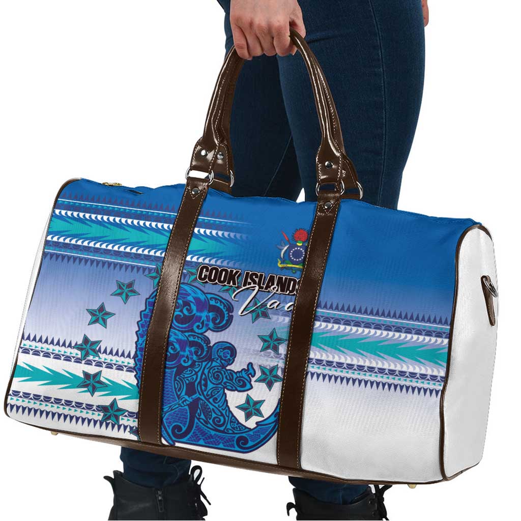 Cook Islands Va'a Race Travel Bag Te Tatau Tattoos Sporty Style Light Blue Color - Polynesian Pride