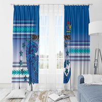 Cook Islands Va'a Race Window Curtain Te Tatau Tattoos Sporty Style Light Blue Color - Polynesian Pride