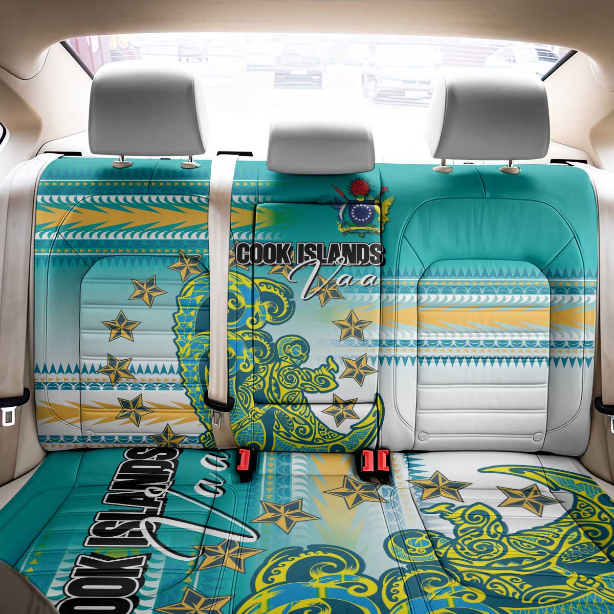 Cook Islands Va'a Race Back Car Seat Cover Te Tatau Tattoos Sporty Style Turquoise Color - Polynesian Pride