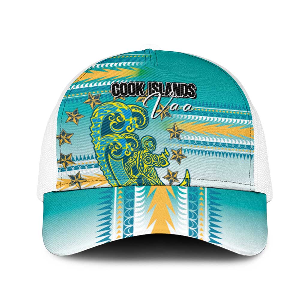 Cook Islands Va'a Race Baseball Net Cap Te Tatau Tattoos Sporty Style Turquoise Color - Polynesian Pride