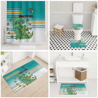 Cook Islands Va'a Race Bathroom Set Te Tatau Tattoos Sporty Style Turquoise Color - Polynesian Pride