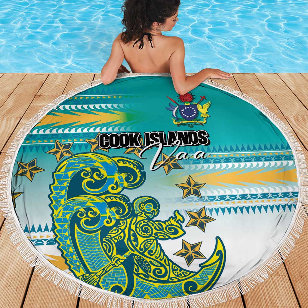 Cook Islands Va'a Race Beach Blanket Te Tatau Tattoos Sporty Style Turquoise Color - Polynesian Pride
