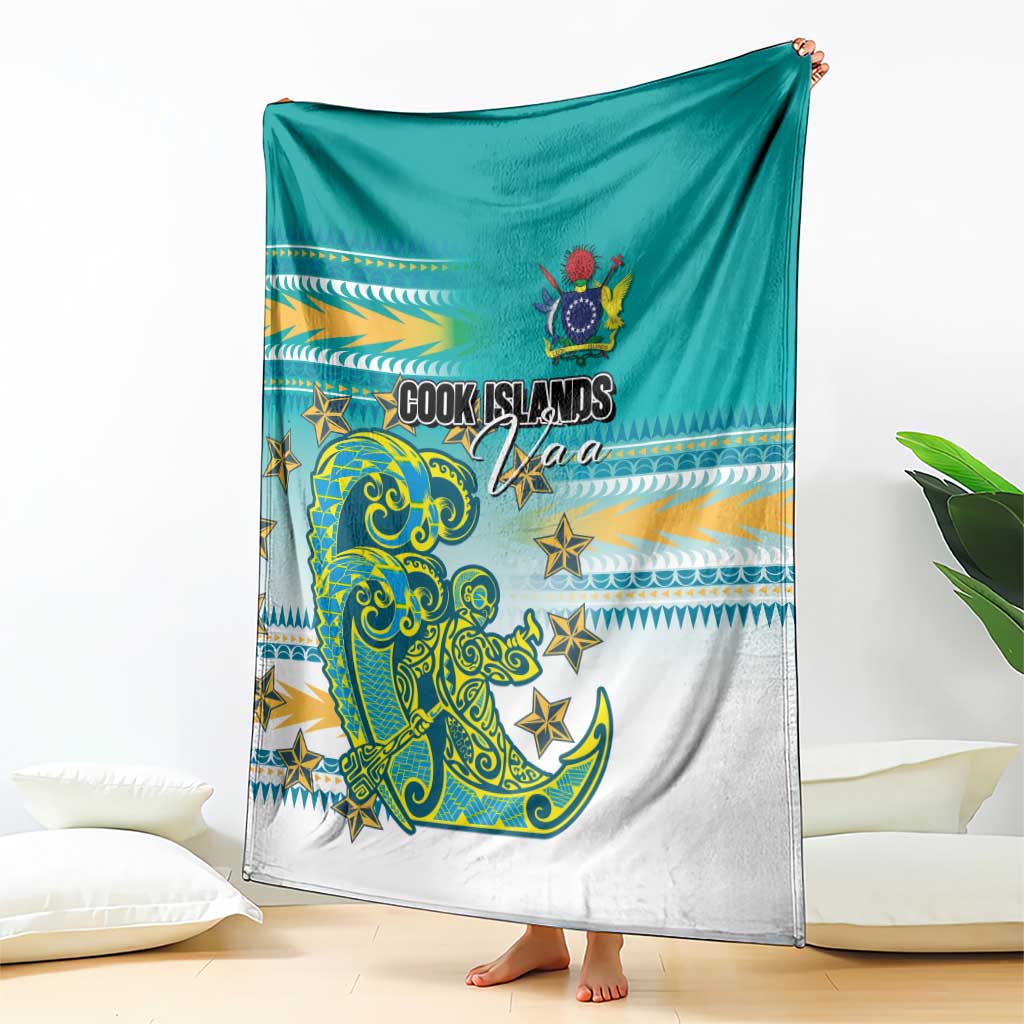 Cook Islands Va'a Race Blanket Te Tatau Tattoos Sporty Style Turquoise Color - Polynesian Pride