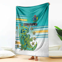 Cook Islands Va'a Race Blanket Te Tatau Tattoos Sporty Style Turquoise Color - Polynesian Pride